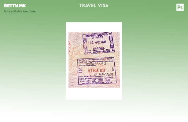 Шаблон за печат за виза за Индија во модерен стил